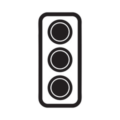 Vertical traffic light signal with three circular lights isolated illustration