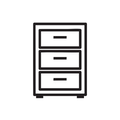 Threedrawer filing cabinet simple line icon isolated