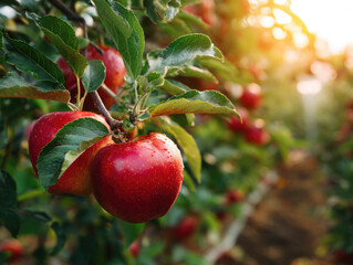 romantic red Valentine background of fresh and healthy red heart shape Sekai Ichi japanese apples. 