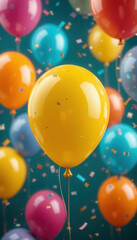 Dynamic Floating Colorful Balloons and Confetti Stream
