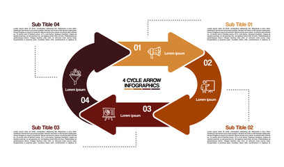 Business infographics. Pie chart, graph with 4 steps, options, arrows. Vector diagram editable.