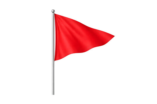 Red flag on pole, isolated on transparent background