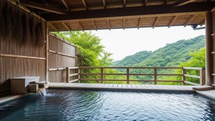 Japanese Onsen with Mountain View, Outdoor Spa, Relaxation and Wellness