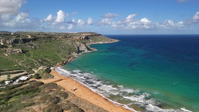 Aerial view of Ramla Beach, Gozo