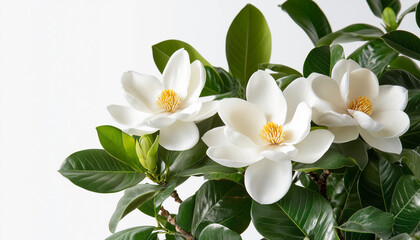 Obraz premium Jasmine flower with leaves isolated on white background isolated on white background