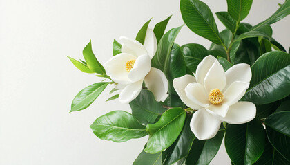 Obraz premium Jasmine flower with leaves isolated on white background isolated on white background