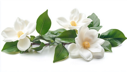 Naklejka premium Jasmine flower with leaves isolated on white background isolated on white background