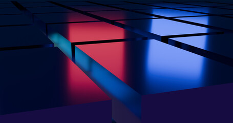 3d render abstract glossy surface background with colorful lights