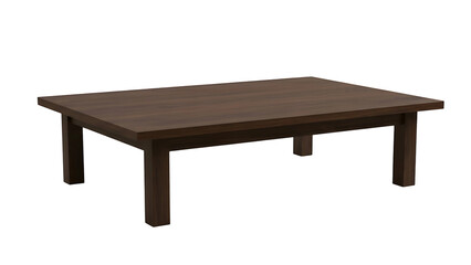 isolated png 3D Dark Wood Coffee Table with Shelf &mdash; Meja Kopi Kayu Gelap dengan Rak