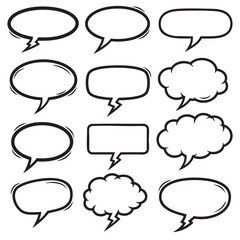 Obraz premium Set of various speech bubble shapes with lightning icons inside