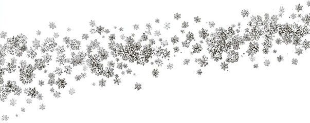 Abstract silver snowflakes floating on white background for seasonal designs