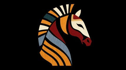Naklejka premium African inspired zebra head abstract artwork, copy space