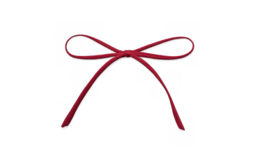 Red bow ribbon, a decorative element for gifts and celebrations. Tied knot showing festive design details on transparent background