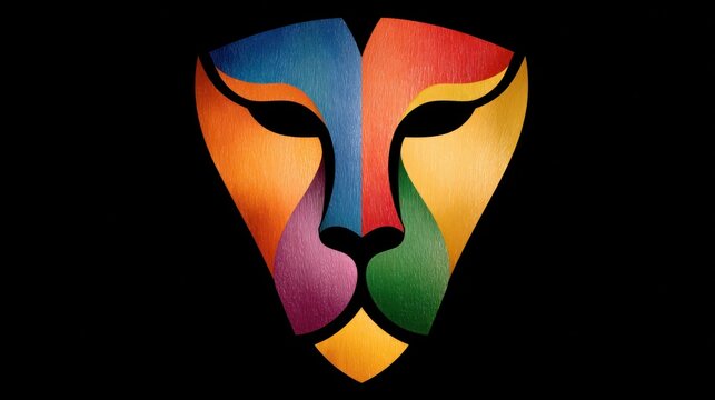 Colorful african lion head emblem representing strength