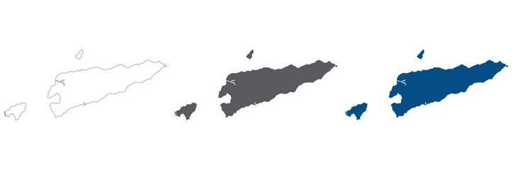 East Timor map blank set. Map of Timor-Leste plain set.