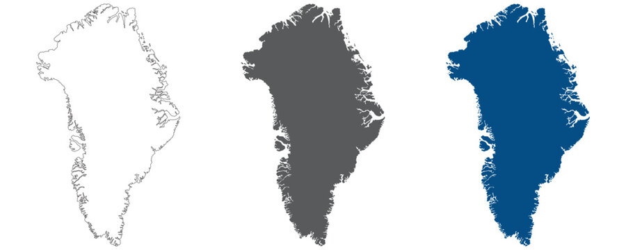 Greenland map plain set. Map of Greenland blank set.