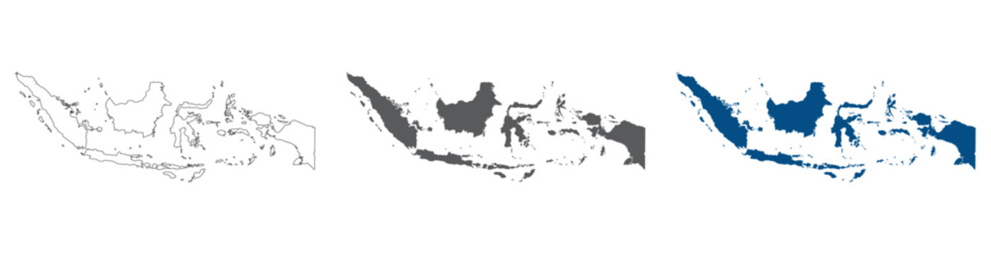 Indonesia map plain set. Map of Indonesia in blank set.