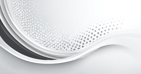 Abstract white and gray wavy design with halftone elements for background