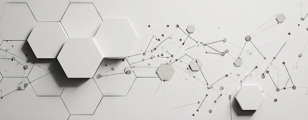 Abstract white geometric shapes network data illustration concept design