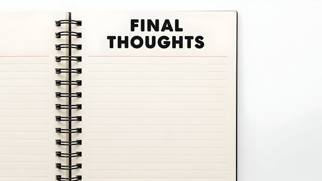 Capture your final thoughts and ideas in this open notebook, perfect for reflection, planning, and creative brainstorming on a clean white background.