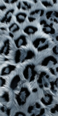 Close-up of soft blue and black animal fur with a leopard pattern, creating a seamless abstract texture background.