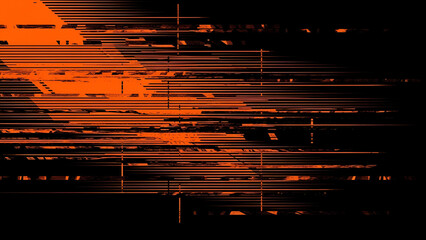Fiery abstract glitch art composition with horizontal lines and distorted shapes