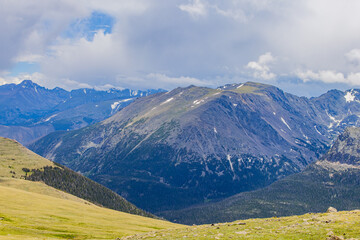 Sunny view of the beautiful landscape in Rocky Mountain National Park.