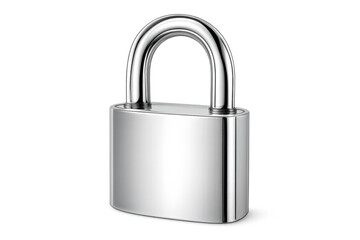 Silver metallic padlock on a transparent background, representing security, protection, privacy, and access control