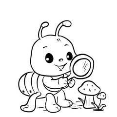 Cute Ant Line Drawing Coloring Page