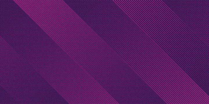 Abstract purple background with diagonal halftone dot patterns and geometric stripes, featuring a modern vibrant aesthetic for professional creative banners and digital posters. - Powered by Adobe