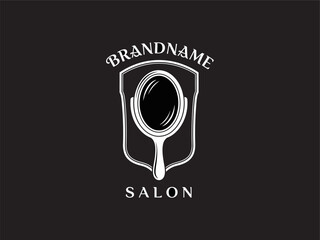 Salon Logo Design with Magnifying Glass.