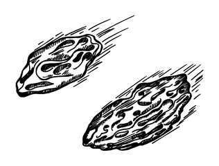 Flying meteorite sketch set © Yahor Shylau 