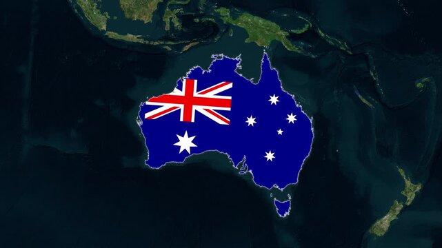 Australia Map With Flag Animation