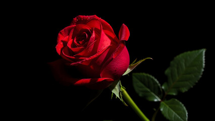 Capture the timeless beauty of a single red rose against a dark backdrop, perfect for expressing love, passion, or commemorating special moments and more.