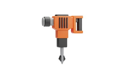 3D Render of an Orange Jackhammer on White Background