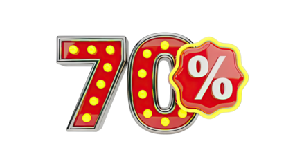 70% Discount Sign with Marquee Lights