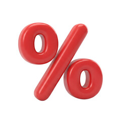High-quality 3D red percent symbol icon isolated on a white background. Concept of discount, sale, interest rate, finance, marketing, pricing, promotion, statistics, and business analytics. Ideal for
