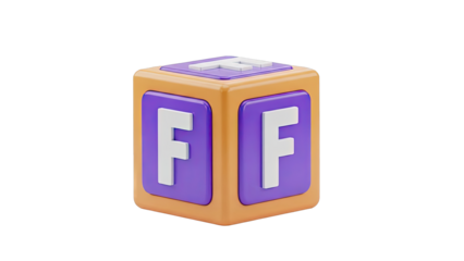 3D Alphabet Block with Letter F