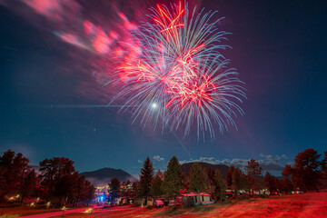 July 4th Celebration fireworks over Lake Estes Park