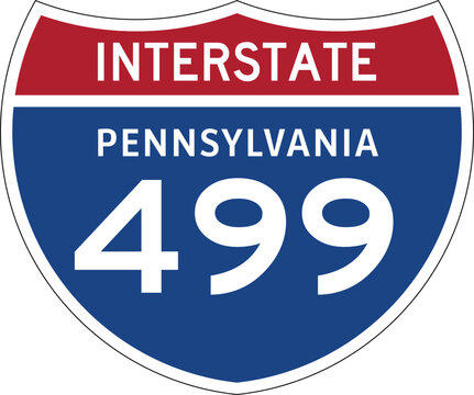 Interstate 499, Pennsylvania, I-499 Highway Shield Design Vector
