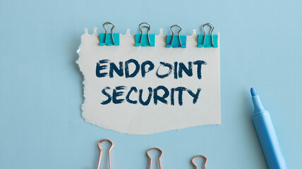 Endpoint Security - business concept, flat lay, coffee cup, envelope