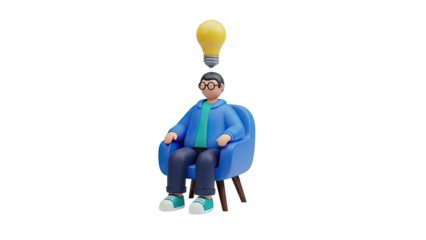 3D Character with Light Bulb Idea