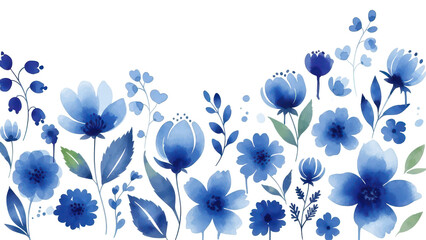 Blue watercolor floral background vector