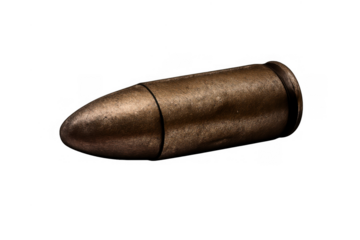 Pistol bullet, depicting ideas of firearm safety, law enforcement, ammunition, weaponry, and personal protection