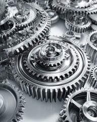 Interlocking Metal Gears Close Up
