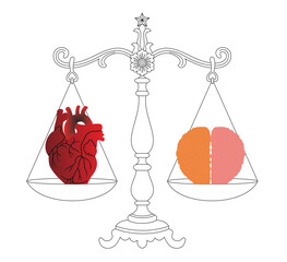 Logic and emotion balance concept