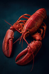 Cooked lobster claws on dark background