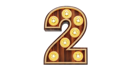 Retro Marquee Letter '2' with Light Bulbs