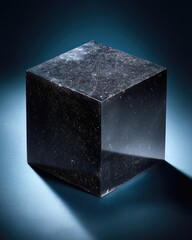 Dark Geometric Cube Against Dark Background