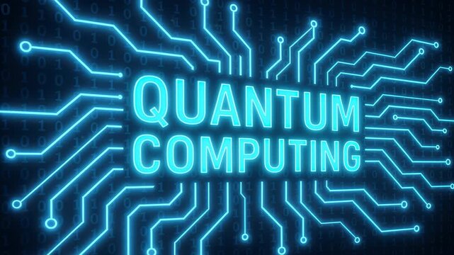 Quantum Computing: A captivating image showcases the intricate design of a circuit board illuminated in an electrifying display. The words Quantum Computing are vividly displayed.